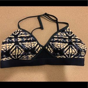 Blue and White Tie-Dye Swim Top